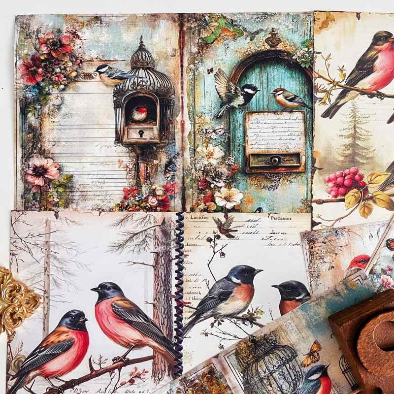 Caged Bird Collage Paper 16Sheets