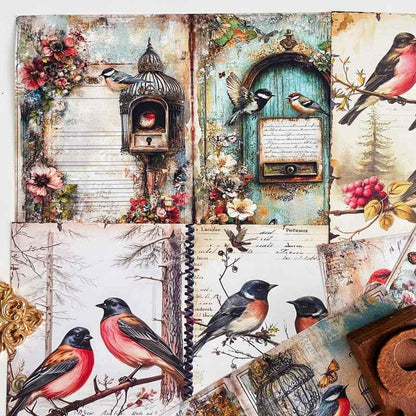 Caged Bird Collage Paper 16Sheets