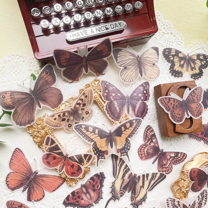 Vintage Butterflies Sticker 21PCS